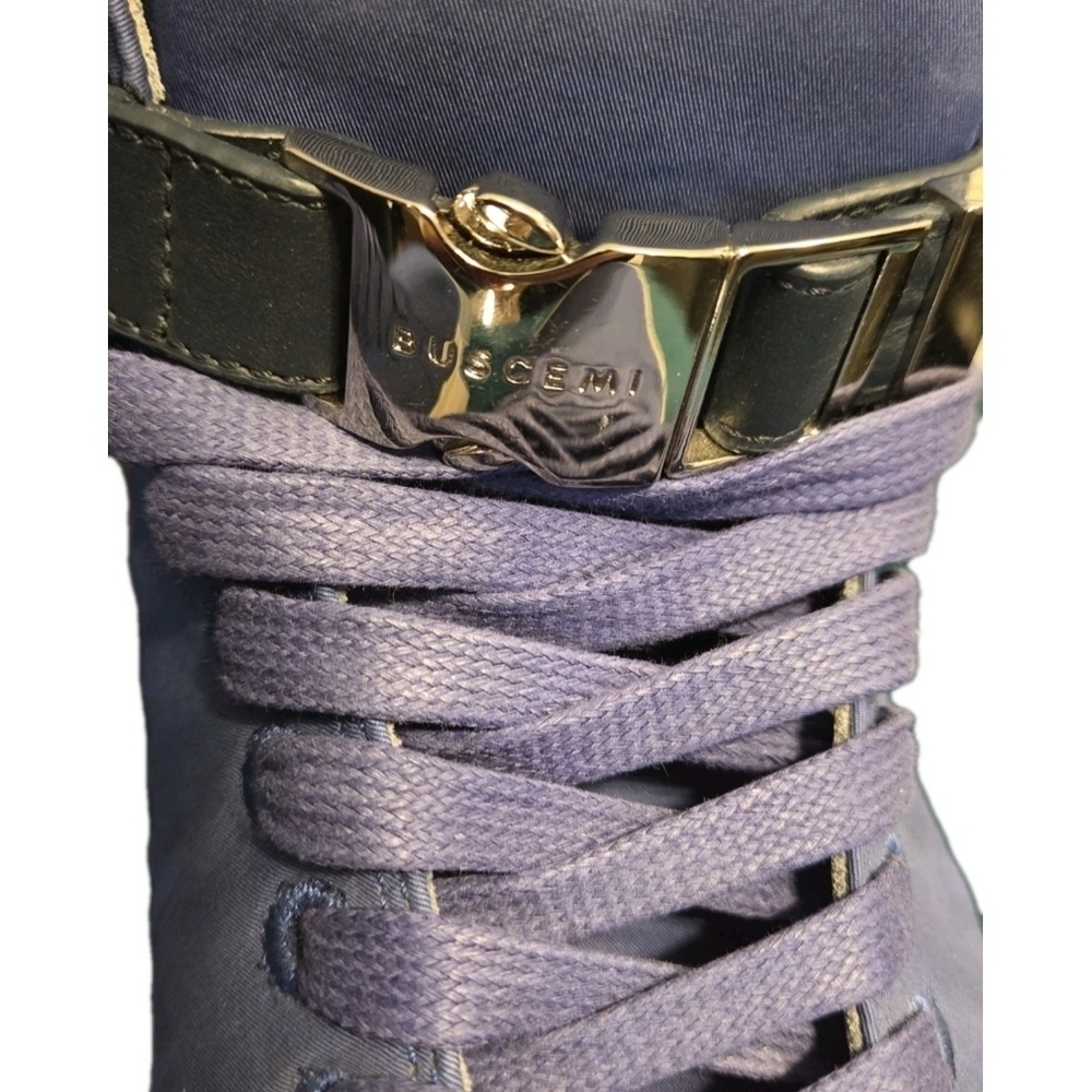 Buschemi Blue 100mm Fabric High Top Sneakers EU 43 US Men Size 10 - Picture 5 of 12